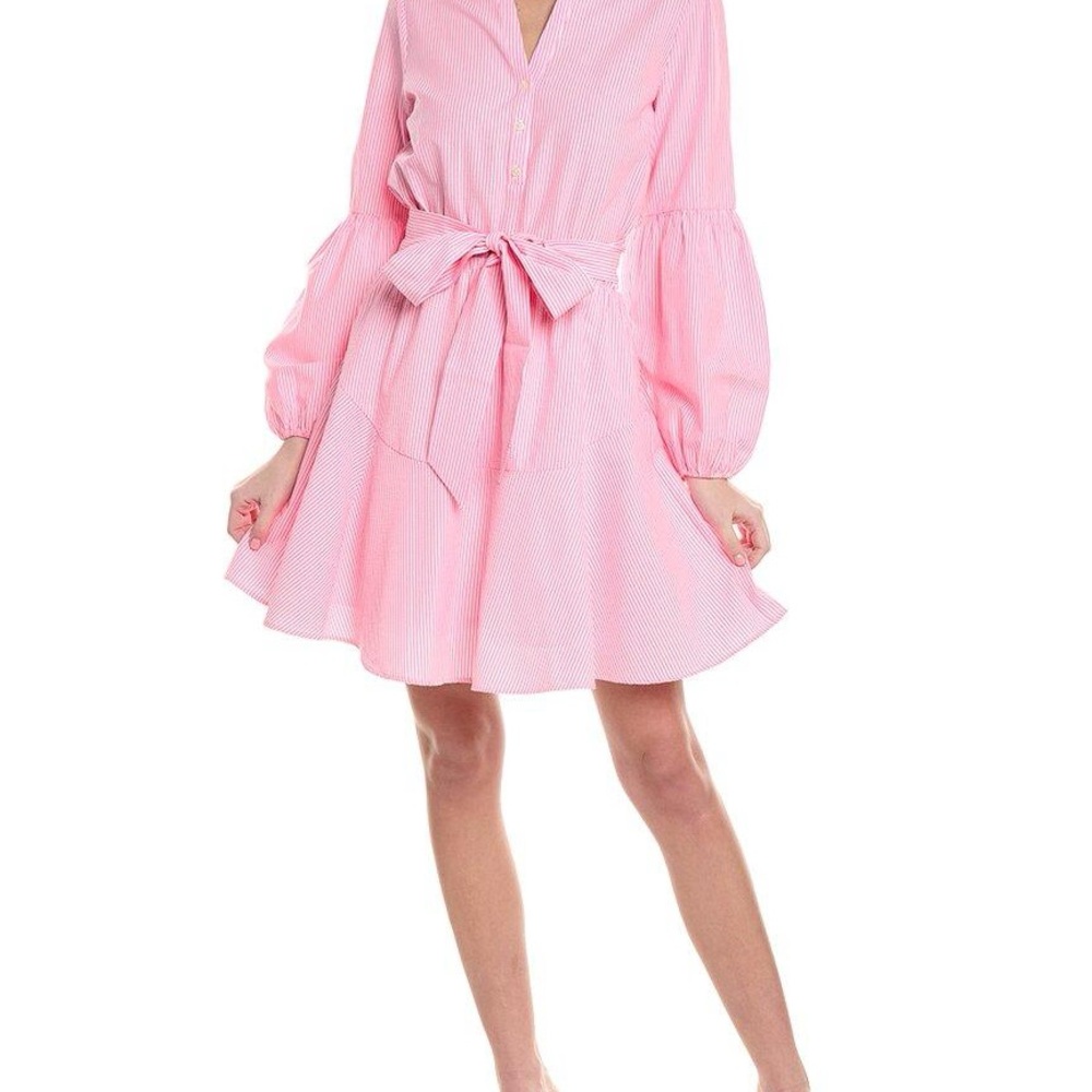 Lilly Pulitzer NWOT Seersucker Striped Dress with Tie Neck